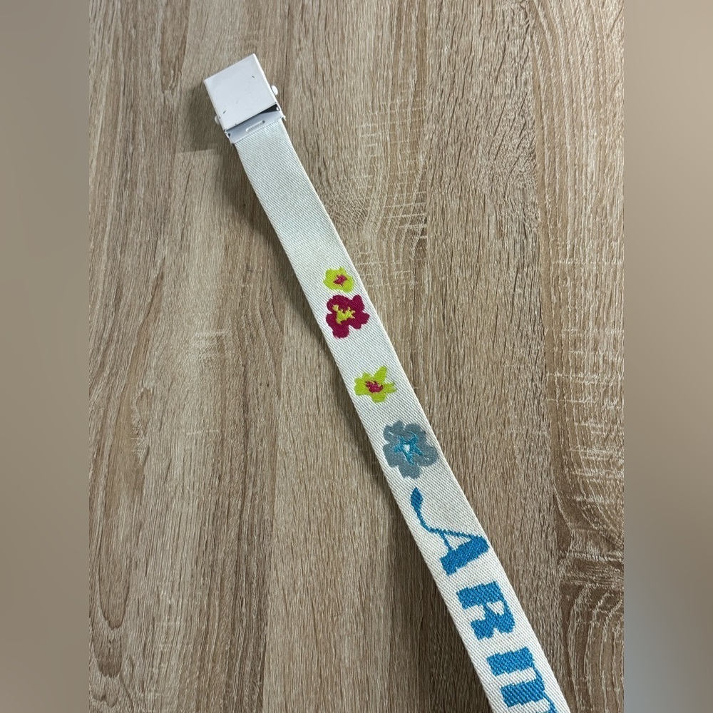 Armani Exchange Women M White Canvas Multicolor Belt - Picture 8 of 13